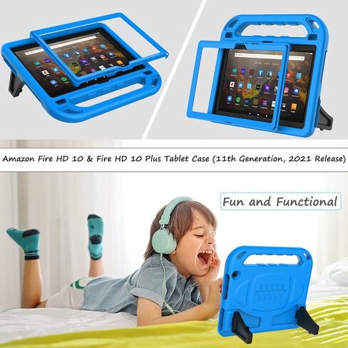 حافظة LTROP Kids لجهاز Fire HD 10 & HD 10 Plus للكمبيوتر اللوحي للأطفال (الجيل 13/11، إصدار 2023/2021) - حافظة خفيفة الوزن مقاومة للصدمات مع حامل واقي للشاشة ومقبض لجهاز Fire HD 10 Kids & Kids Pro، أزرق in Kuwait