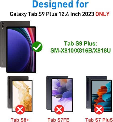 SUPNICE Case for Samsung Galaxy Tab S9 Plus 12.4 inch 2023 (SM-X810/816/818), Heavy Duty with Tempered Glass Screen Protector & 360 Rotating Stand & Shoulder Hand Strap for Samsung S9+/S8+/S7+, Blue in Kuwait