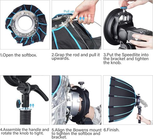 EACHSHOT Octagon Speedlight Softbox + S2 Speedlite Bracket for Godox V1 Series, AD200Pro, AD200, AD400Pro, V860II Series, TT350 Series Flash + Cold Shoe Flash Mount with Holder Handle in Saudi Arabia