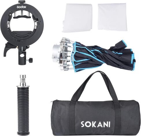 EACHSHOT Octagon Speedlight Softbox + S2 Speedlite Bracket for Godox V1 Series, AD200Pro, AD200, AD400Pro, V860II Series, TT350 Series Flash + Cold Shoe Flash Mount with Holder Handle in Saudi Arabia