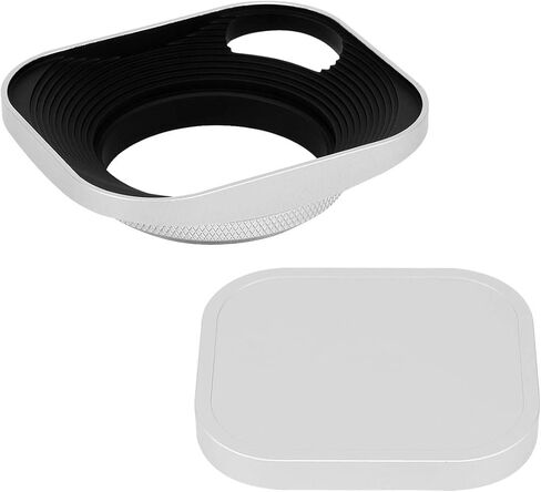 Haoge LH-S43P 43mm Square Metal Screw-in Lens Hood Hollow Out Designed with Cap for Leica Rangefinder Camera with 43mm E43 Filter Thread Lens Silver in Saudi Arabia
