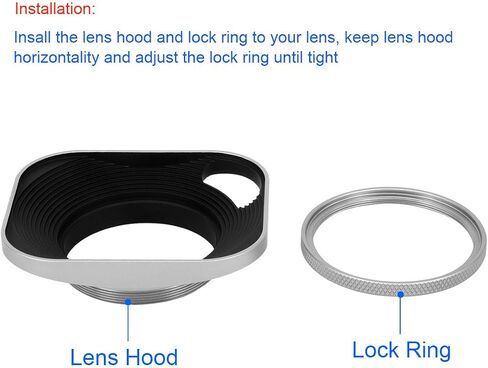 Haoge LH-S43P 43mm Square Metal Screw-in Lens Hood Hollow Out Designed with Cap for Leica Rangefinder Camera with 43mm E43 Filter Thread Lens Silver in Saudi Arabia