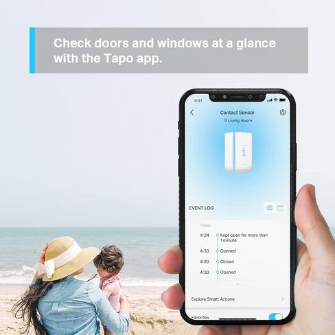 TP-Link Tapo Door Sensor Mini, REQUIRES Tapo Hub, Long Battery Life w/ Sub-1G Low-Power Wireless protocol, Contact Sensor, 15mm Wide Gap Allowed, Real-Time Notification, Smart Action (Tapo T110) in Kuwait