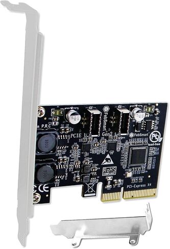 بطاقة توسيع FengSmart 2X 10 جيجابت في الثانية بأقصى سرعة USB-C PCIE USB 3.1 GEN 2 لأجهزة الكمبيوتر التي تعمل بنظام التشغيل Windows وMAC OS وLinux، مدمجة في تقنية FengSmart ذاتية التشغيل، لا تحتاج إلى مصدر طاقة إضافي (FS-C2-Pro) in Kuwait
