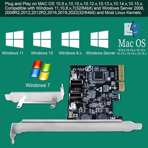 بطاقة توسيع FengSmart 2X 10 جيجابت في الثانية بأقصى سرعة USB-C PCIE USB 3.1 GEN 2 لأجهزة الكمبيوتر التي تعمل بنظام التشغيل Windows وMAC OS وLinux، مدمجة في تقنية FengSmart ذاتية التشغيل، لا تحتاج إلى مصدر طاقة إضافي (FS-C2-Pro) in Kuwait