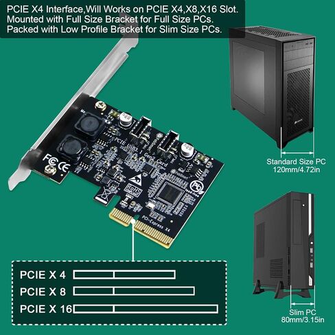 2X 10Gbps Max Speed USB-C Ports PCIE USB 3.1 GEN 2 Expansion Card for Windows, MAC OS and Linux PCs, Built in FebSmart Self-Powered Technology, No Need Additional Power Supply (FS-C2-Pro) in Kuwait