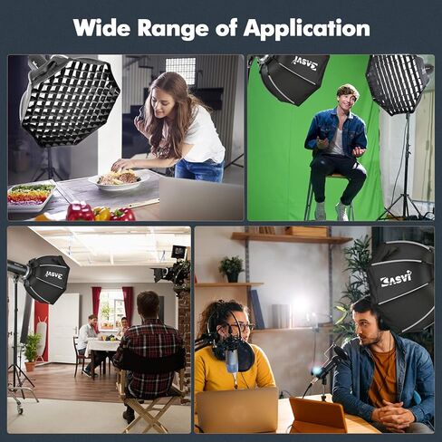 BASVI BOS-90 عاكس Softbox مثمن مقاس 35.4 بوصة/90 سم، سريع الطي سريع الإعداد، مع شبكة قرص العسل وموزع مزدوج، متوافق مع BASVI MT-200B وغيرها من مصابيح Bowen Mount in Kuwait