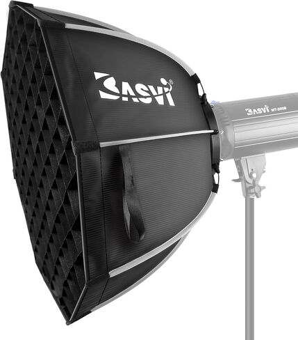 BASVI BOS-90 عاكس Softbox مثمن مقاس 35.4 بوصة/90 سم، سريع الطي سريع الإعداد، مع شبكة قرص العسل وموزع مزدوج، متوافق مع BASVI MT-200B وغيرها من مصابيح Bowen Mount in Kuwait