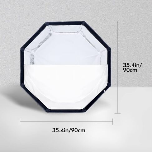 BASVI BOS-90 عاكس Softbox مثمن مقاس 35.4 بوصة/90 سم، سريع الطي سريع الإعداد، مع شبكة قرص العسل وموزع مزدوج، متوافق مع BASVI MT-200B وغيرها من مصابيح Bowen Mount in Kuwait