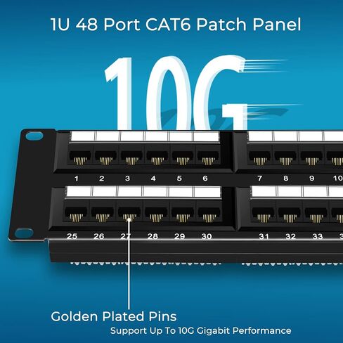 Rapink Patch Panel 24 Port Cat6 10G Support, Network Panel UTP 19-Inch, Wallmount or Rackmount 1U Ethernet Patch Panel Punch Down Block for Cat6, Cat5e, Cat5 Cabling in Saudi Arabia