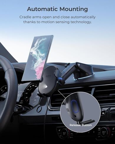 iOttie Auto Sense 2 Dash & Windshield Car Phone Holder with Qi Wireless Charging - Auto Clamping Phone Mount & Charger for Google Pixel, iPhone, Galaxy, Huawei, LG. Power Adapter Not Included. in Kuwait