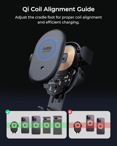 iOttie Auto Sense 2 Dash & Windshield Car Phone Holder with Qi Wireless Charging - Auto Clamping Phone Mount & Charger for Google Pixel, iPhone, Galaxy, Huawei, LG. Power Adapter Not Included. in Kuwait