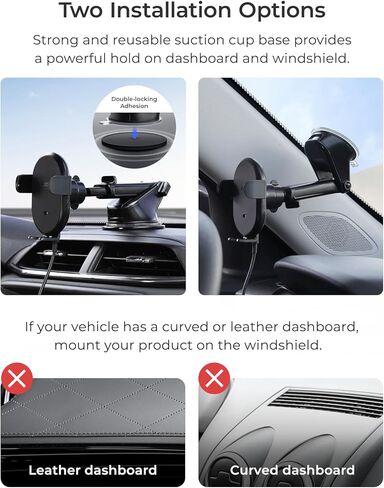 iOttie Auto Sense 2 Dash & Windshield Car Phone Holder with Qi Wireless Charging - Auto Clamping Phone Mount & Charger for Google Pixel, iPhone, Galaxy, Huawei, LG. Power Adapter Not Included. in Kuwait