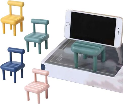 حامل هاتف VOVCIG لطيف على شكل كرسي، 4 عبوات صغيرة قاعدة للهاتف المحمول وسطح المكتب وحامل عالمي للهاتف الخلوي وحامل هاتف كسول متوافق مع جميع أجهزة القراءة الإلكترونية للهواتف الذكية التي تعمل بنظام iOS وAndroid in Kuwait