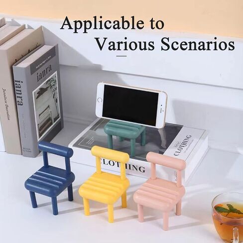 حامل هاتف VOVCIG لطيف على شكل كرسي، 4 عبوات صغيرة قاعدة للهاتف المحمول وسطح المكتب وحامل عالمي للهاتف الخلوي وحامل هاتف كسول متوافق مع جميع أجهزة القراءة الإلكترونية للهواتف الذكية التي تعمل بنظام iOS وAndroid in Kuwait