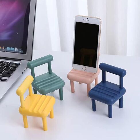 حامل هاتف VOVCIG لطيف على شكل كرسي، 4 عبوات صغيرة قاعدة للهاتف المحمول وسطح المكتب وحامل عالمي للهاتف الخلوي وحامل هاتف كسول متوافق مع جميع أجهزة القراءة الإلكترونية للهواتف الذكية التي تعمل بنظام iOS وAndroid in Kuwait