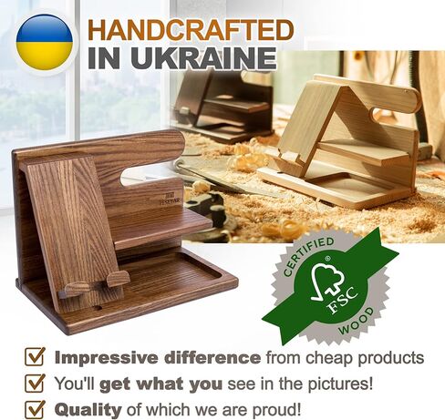 TESLYAR Wood Phone Docking Station Ash Key Holder Wallet Stand Watch Organizer Men Gift Husband Wife Anniversary Dad Birthday Nightstand Purse Father Graduation Male Travel Idea Gadgets (Black) in Kuwait