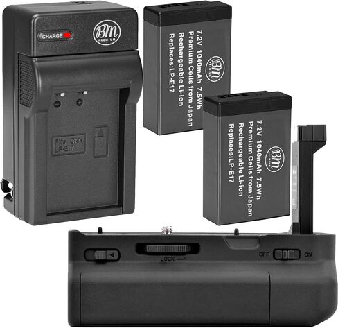 مجموعة مقبض بطارية BM Premium لكاميرا Canon EOS RP الرقمية - تتضمن استبدال مقبض بطارية BG-C18 + عدد 2 بطاريات LP-E17 + شاحن بطارية in Saudi Arabia