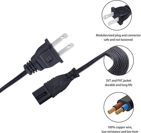 UL 8ft Polarized Power Cord Replacement for Insignia Dynex NS-BRDVD NS-32DR310NA17 NS-32DR310NA17 NS39DR510NA17 NS-46E340A13 NS50E440NA14 NS55DR420NA16A TV 8Ft 2 Prong Power Cord AC Cable in Saudi Arabia