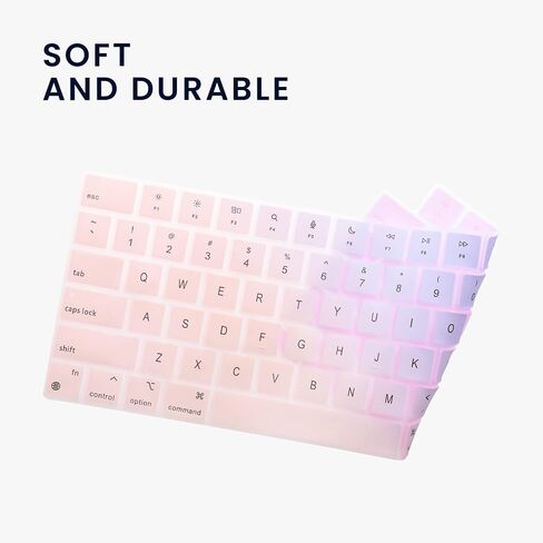 غطاء لوحة المفاتيح kwmobile متوافق مع Apple MacBook Pro 14 بوصة (2021) A2442 - QWERTY US - ثنائي اللون وردي داكن/أزرق/شفاف in Kuwait