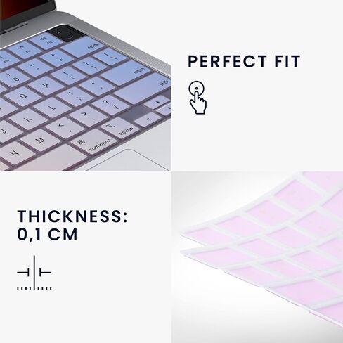 غطاء لوحة المفاتيح kwmobile متوافق مع Apple MacBook Pro 14 بوصة (2021) A2442 - QWERTY US - ثنائي اللون وردي داكن/أزرق/شفاف in Kuwait