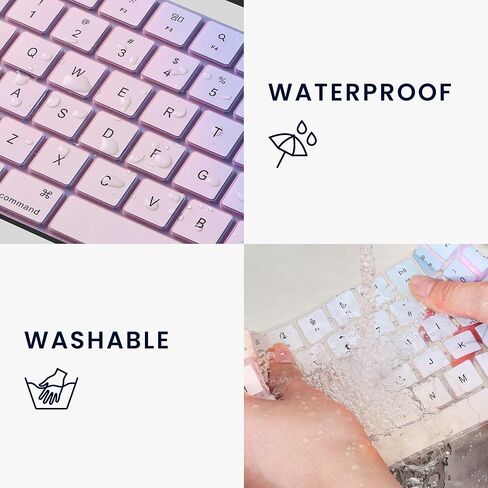 غطاء لوحة المفاتيح kwmobile متوافق مع Apple MacBook Pro 14 بوصة (2021) A2442 - QWERTY US - ثنائي اللون وردي داكن/أزرق/شفاف in Kuwait
