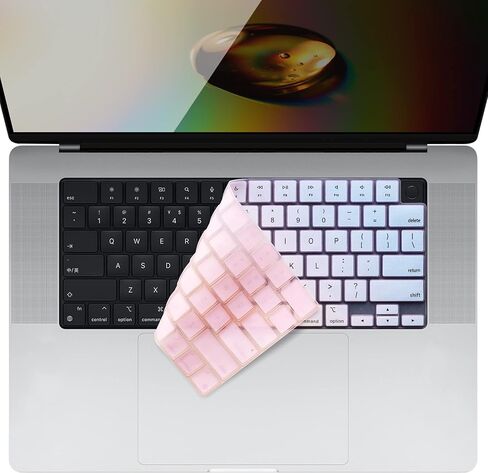 غطاء لوحة المفاتيح kwmobile متوافق مع Apple MacBook Pro 14 بوصة (2021) A2442 - QWERTY US - ثنائي اللون وردي داكن/أزرق/شفاف in Kuwait