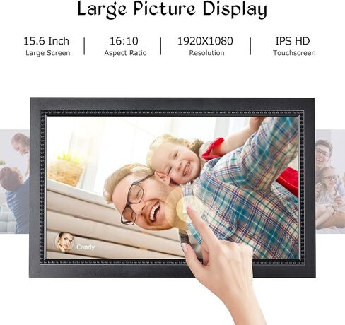 اطار صور رقمي كبير 15.6 انش مع شاشة لمس IPS FHD 1920×1080 من يوفينج، اطار ذكي واي فاي 32GB لمشاركة الصور ومقاطع الفيديو على الفور من اي مكان عبر تطبيق ايمور in Kuwait