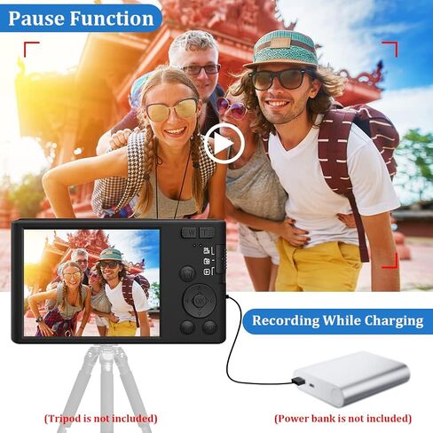 48MP 16X Digital Camera,4K Kids Digital Camera 32GB Micro SD Card and 2 Batteries,Suitable Gift for Teenagers or Your Friends in Kuwait