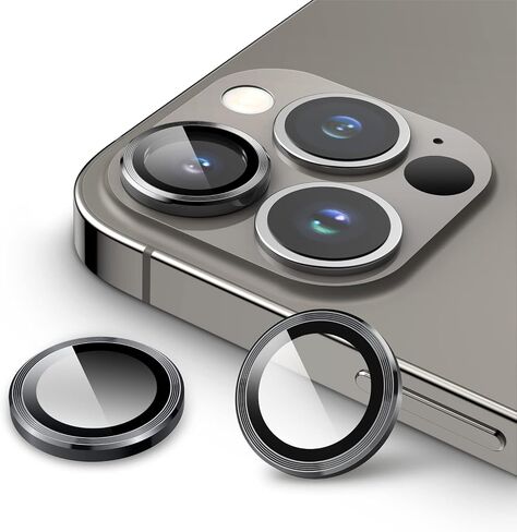 واقي عدسة الكاميرا JETech لهاتف iPhone 13 Pro 6.1 بوصة وiPhone 13 Pro Max 6.7 بوصة، غطاء حلقة فردي معدني من الزجاج المقسى 9H، شفاف عالي الدقة، 3 عبوات (فضي) in Kuwait
