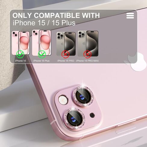 واقي عدسة الكاميرا beuxece لهاتف iPhone 15/iPhone 15Plus، ملحقات غطاء واقي شاشة الكاميرا المعدنية، صديق للحافظة، زجاج مقسى عالي الدقة، حماية من السقوط، سهل التركيب، وردي in Kuwait
