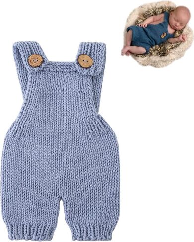 Newborn Photography Props Romper Outfits | Crochet Knit Suspender Pants for Baby Boys Girls Photography, Infant Photoshoot Costume Prop for Newborn Sessions in Saudi Arabia