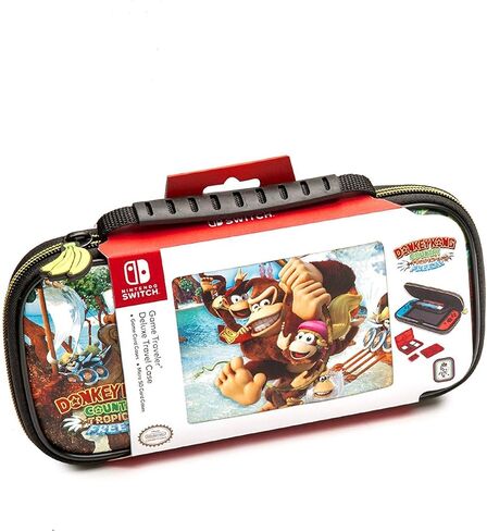 حافظة Game Traveler Donkey Kong Nintendo Switch - حافظة Switch OLED لـ Switch OLED & Original Switch، حامل عرض قابل للتعديل وحافظات ألعاب إضافية، مقبض فاخر، حافظة ألعاب Nintendo Switch مرخصة in Kuwait