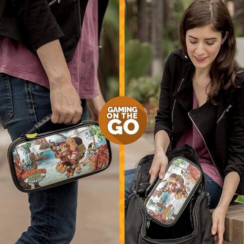 حافظة Game Traveler Donkey Kong Nintendo Switch - حافظة Switch OLED لـ Switch OLED & Original Switch، حامل عرض قابل للتعديل وحافظات ألعاب إضافية، مقبض فاخر، حافظة ألعاب Nintendo Switch مرخصة in Kuwait