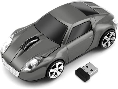 ECOiNVA لسيارة Tesla Roadster اللاسلكية الرياضية على شكل سيارة ماوس الفئران والكمبيوتر المحمول والكمبيوتر المحمول والفأرة الضوئية 2.4 جيجا هرتز وجهاز استقبال USB AA يعمل ببطارية AA وسطح لامع وإضاءة LED (أزرق) in Kuwait