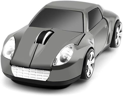 ECOiNVA لسيارة Tesla Roadster اللاسلكية الرياضية على شكل سيارة ماوس الفئران والكمبيوتر المحمول والكمبيوتر المحمول والفأرة الضوئية 2.4 جيجا هرتز وجهاز استقبال USB AA يعمل ببطارية AA وسطح لامع وإضاءة LED (أزرق) in Kuwait