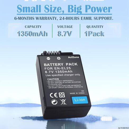 بطارية قابلة للشحن ActZone EN-EL25 لكاميرا Nikon Z50، Z 50، Z FC الرقمية بدون مرآة، متوافقة مع بطارية Nikon ENEL25 EN-EL25a 4241 in Kuwait