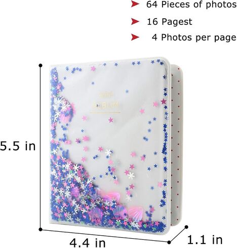 WarmHut Shell Instax Album, 64 Pockets Mine Photo Albums for Fujifilm Instax Mini 70 7S 8 90 25 50s Instant Camera Film, Polaroid Snap Camera 3-inch Film (Blue) in Saudi Arabia