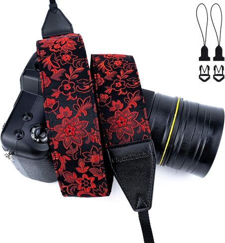 حزام كاميرا CLOUDMUSIC من قماش الجاكار للرقبة للفتيات والرجال والنساء مزين بالزهور (نمط 25) in Kuwait