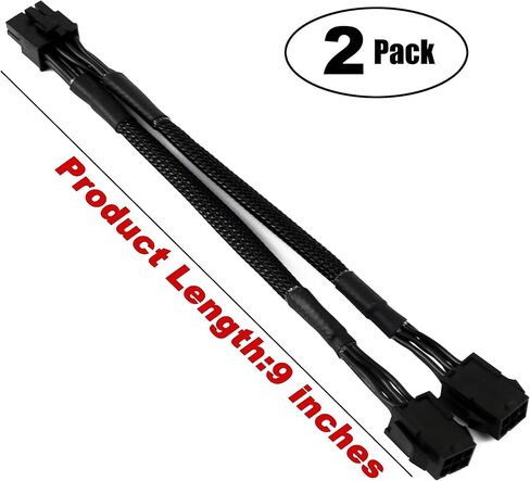 OIAGLH Dual 6 Pin Female to 8 Pin Male,GPU Power Adapter Cable Braided Sleeved 9 inches (2 Pack) in Kuwait