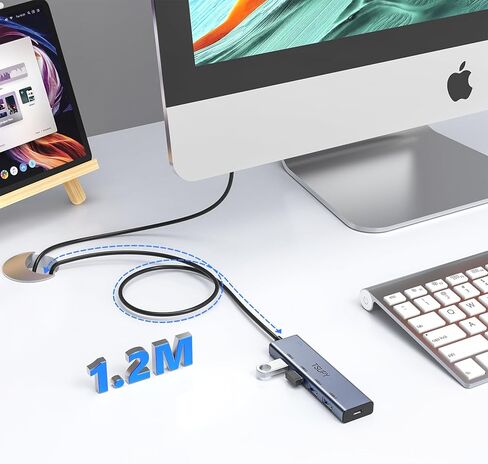 USB 3.0 HUB, TSUPY USB Splitter with 5 USB Ports and 4ft Extended Cable,Ultra-Slim Aluminium Data Hub Multi USB 3.0 Adapter HUB for Laptop,MacBook,PC, Printer, Mobile HDD and More in Kuwait