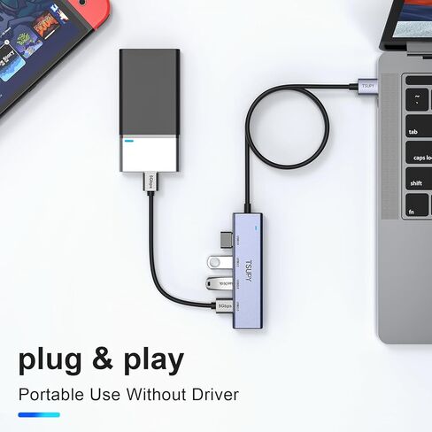 USB 3.0 HUB, TSUPY USB Splitter with 5 USB Ports and 4ft Extended Cable,Ultra-Slim Aluminium Data Hub Multi USB 3.0 Adapter HUB for Laptop,MacBook,PC, Printer, Mobile HDD and More in Kuwait