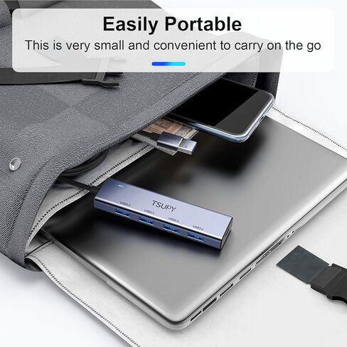 USB 3.0 HUB, TSUPY USB Splitter with 5 USB Ports and 4ft Extended Cable,Ultra-Slim Aluminium Data Hub Multi USB 3.0 Adapter HUB for Laptop,MacBook,PC, Printer, Mobile HDD and More in Kuwait