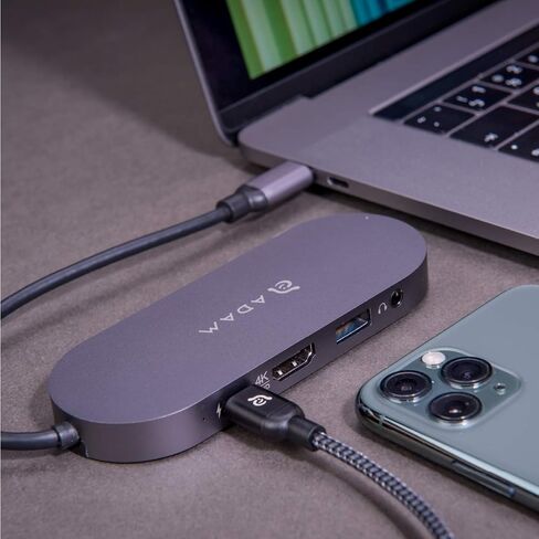ADAM elements USB-C Hub with 960GB SSD External Storage, 4-in-1 Multiport Adapter with 4K HDMI, 60W PD & 3.5mm Audio for MacBook Pro/Air M4-M1, iPad Pro & iPhone 17-15 in Kuwait