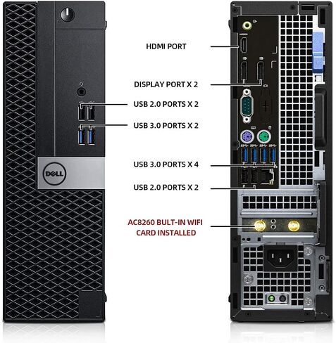 أجهزة الكمبيوتر المكتبية طراز OptiPlex 7040 من Dell مع حزمة أجهزة الكمبيوتر الشخصية مقاس 22 بوصة، وذاكرة الوصول العشوائي 16 جيجابايت وذاكرة الوصول العشوائي 256 جيجابايت M.2 NVMe SSD، وAC8260 المدمج في WiFi Bluetooth وi5-6500 3.2 جيجا هرتز، وHDMI، ونظام ال in Kuwait