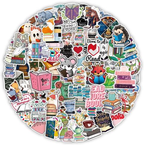ملصقات القراءة، ملصقات المكتبة، ملصقات الكتب، 100 قطعة من الفينيل المقاوم للماء، ديكورات الكمبيوتر المحمول DIY للوح التزلج، ملصقات Kawaii اللطيفة للبالغين in Kuwait