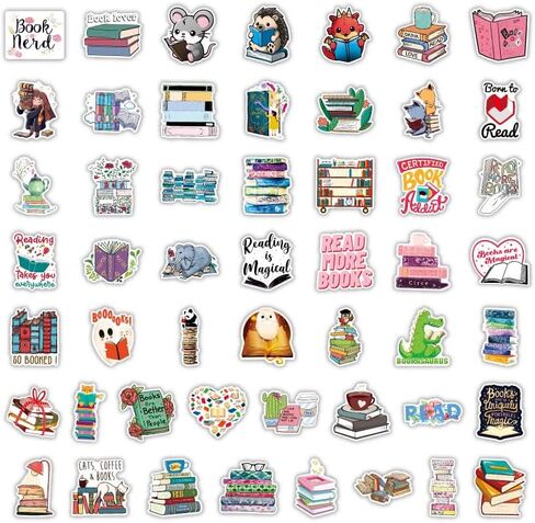 ملصقات القراءة، ملصقات المكتبة، ملصقات الكتب، 100 قطعة من الفينيل المقاوم للماء، ديكورات الكمبيوتر المحمول DIY للوح التزلج، ملصقات Kawaii اللطيفة للبالغين in Kuwait