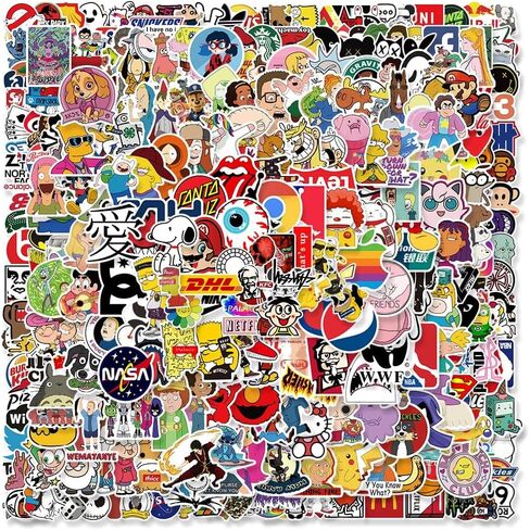 TUMAJI 302 PCS 90s Fashion Cartoon Stickers, Vinyl Waterproof Stickers Decals for Laptops, Bumpers, Skateboards, Water Bottles, Computers, Cell Phones, Teens，Adults in Saudi Arabia