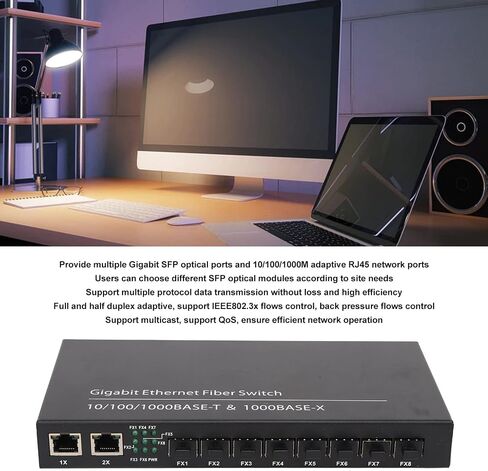 Gigabit Ethernet Fiber, Switch 8 Optical Port 2 Electrical Port Up to 120km, RJ45 Port SFP Fiber Media Converter, Efficient Transmission Router in Saudi Arabia