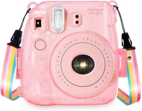 حافظة كاميرا Wolven شفافة مع حزام كتف قوس قزح قابل للتعديل متوافق مع Fujifilm Instax Mini 8، Mini 8+، Mini 9 كاميرا فورية (كريستال) in Kuwait